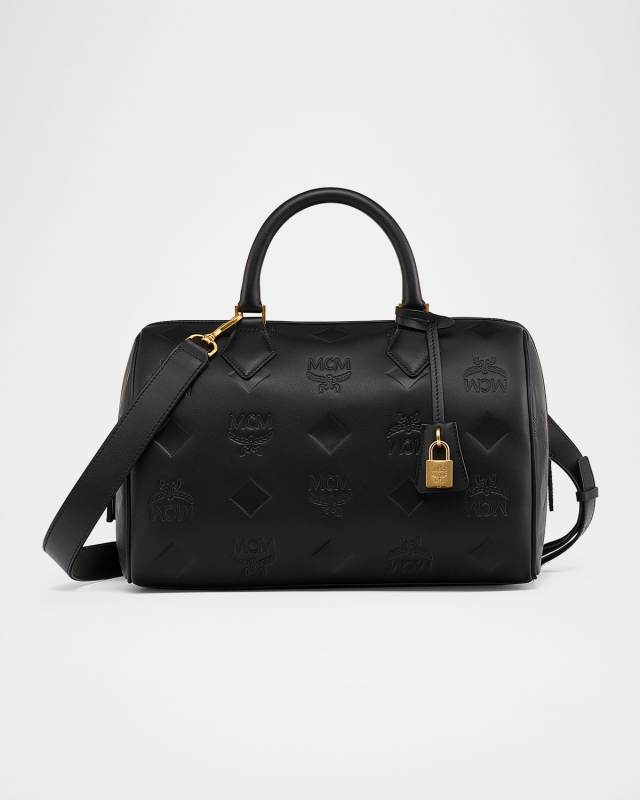 Ella Medium Logo Leather Boston Top-Handle Bag